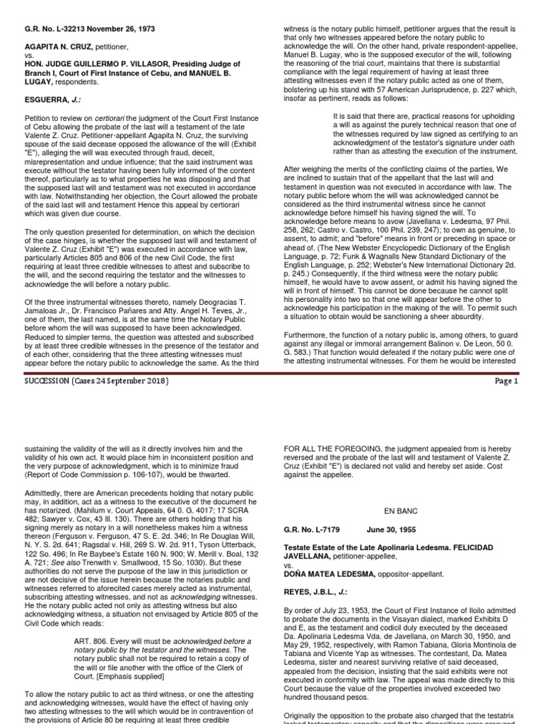 Succession 092418 | PDF | Will And Testament | Notary Public