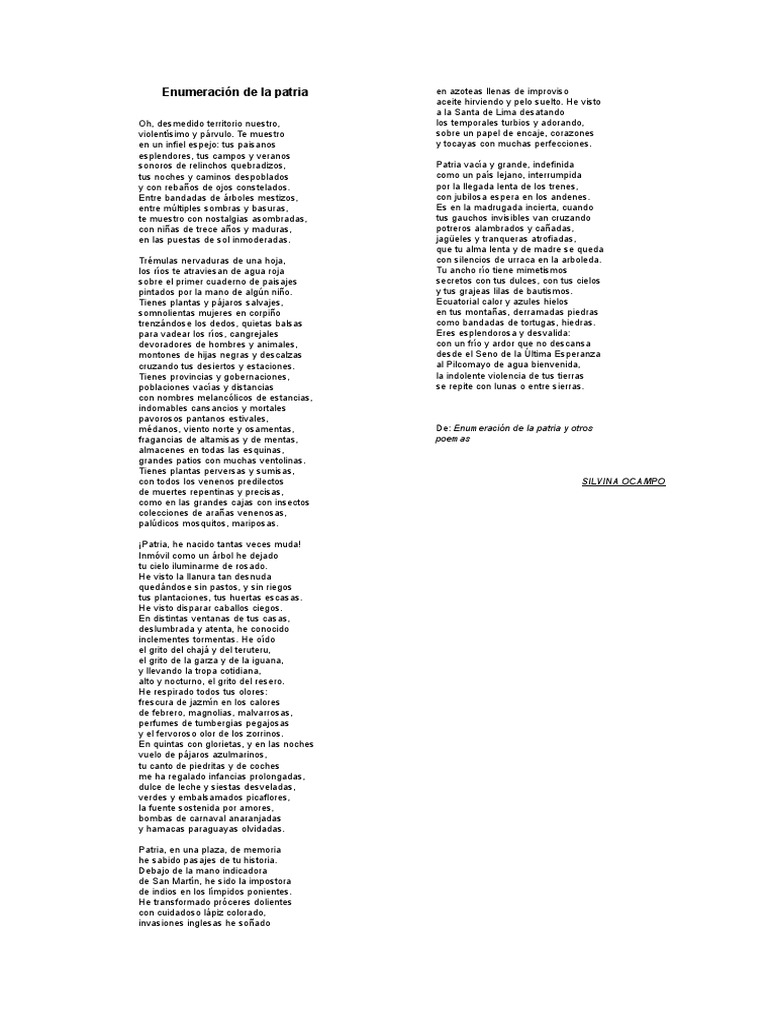 Poemas de Silvina Ocampo sobre la Patria | PDF | Naturaleza