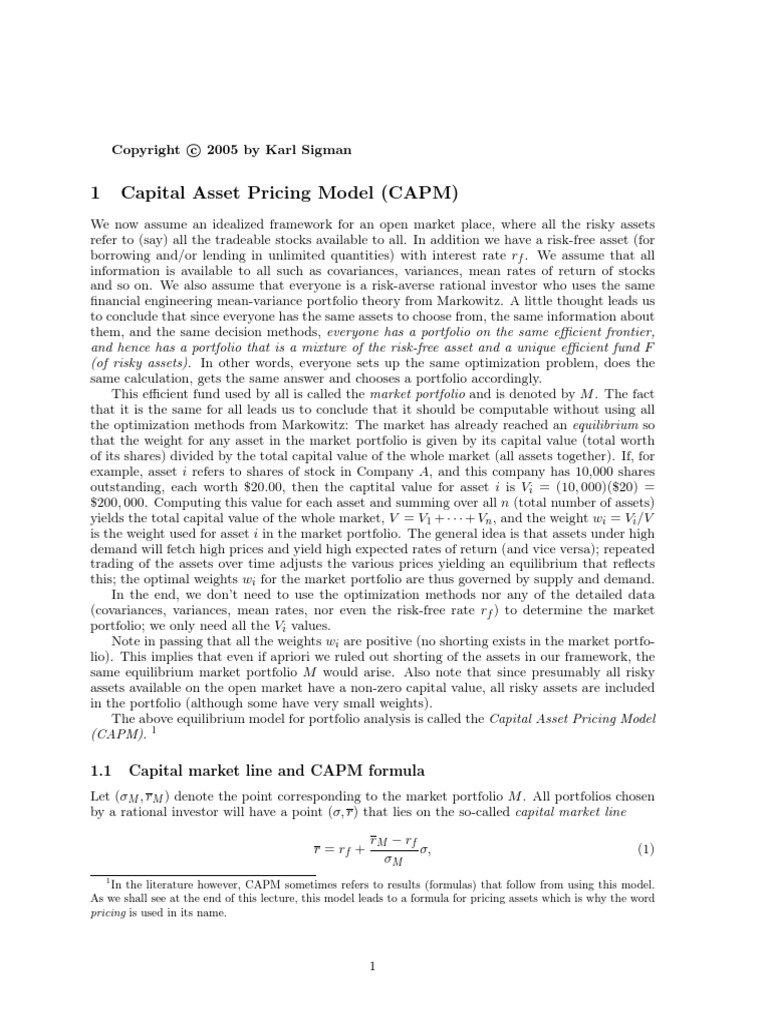Capm PDF | PDF | Beta (Finance) | Capital Asset Pricing Model