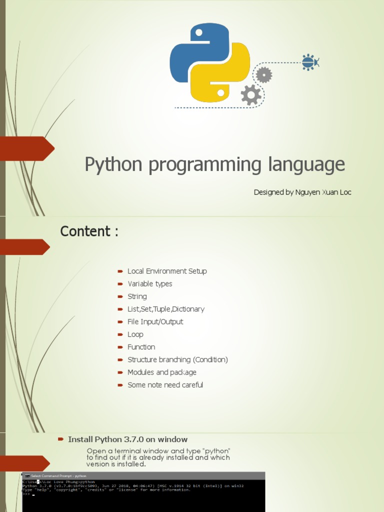 Python Programming Language: Designed by Nguyen Xuan Loc | PDF