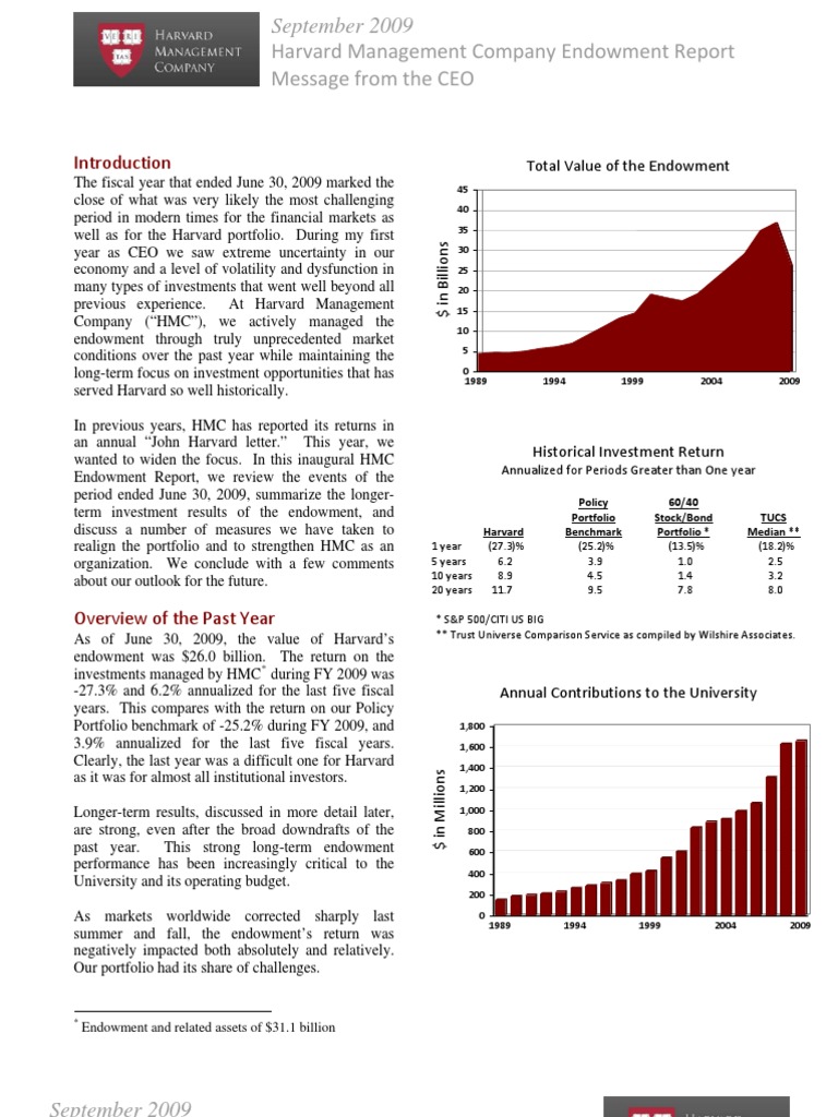 Harvard Endowment Report FY 2009 Insights | PDF
