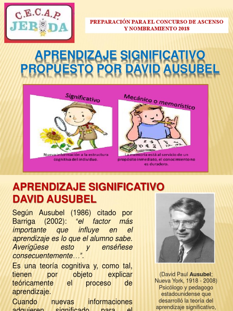 Aprendizaje Significativo de Ausubel | PDF | Aprendizaje | Ciencia ...