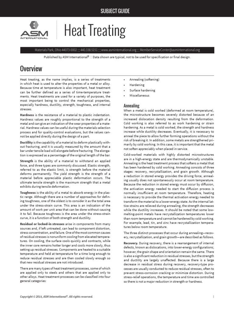 ASM Subject Guide - HeatTreating PDF | PDF | Heat Treating | Annealing ...