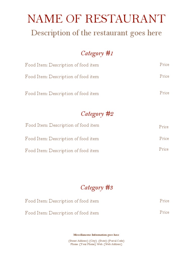Restaurant Menu and Details Guide | PDF | Cooking, Food & Wine