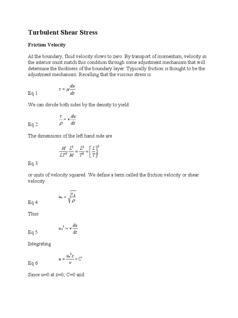 Turbulent Shear Stress | PDF | Turbulence | Boundary Layer