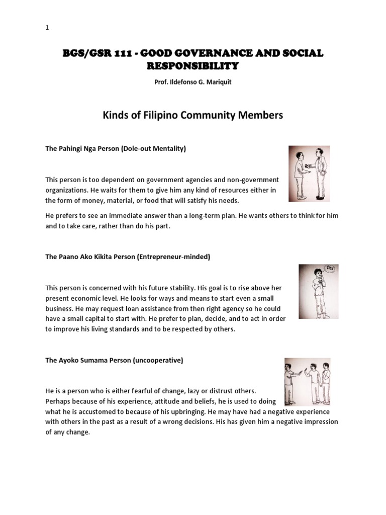 Kinds of Filipino Community Member | PDF | Action (Philosophy) | Social ...