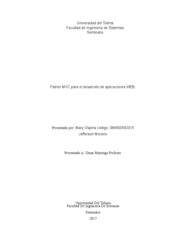 Informe 5 MVC PDF Framework Áreas de informática