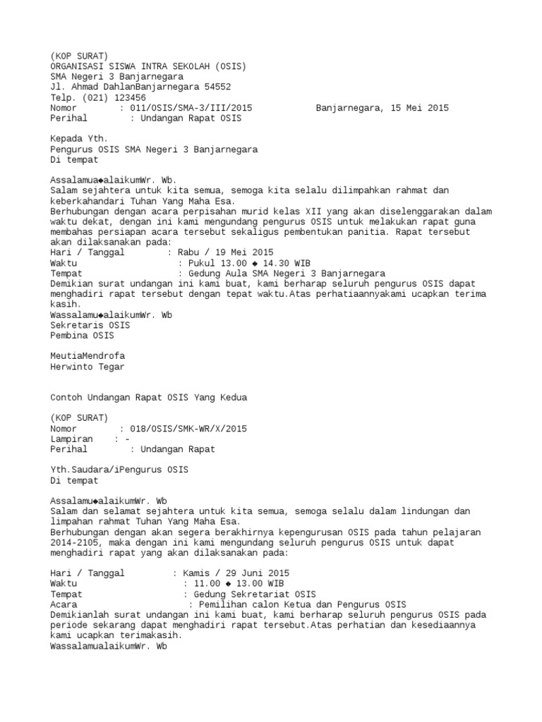7 Contoh Surat Undangan Rapat Resmi Rt Perusahaan