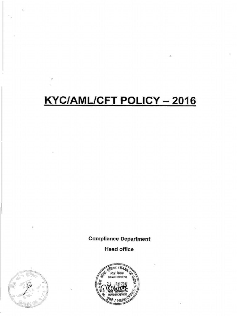 KYC-AML POLICYApprovedto24.01.2017 PDF | PDF | Money Laundering | Banks