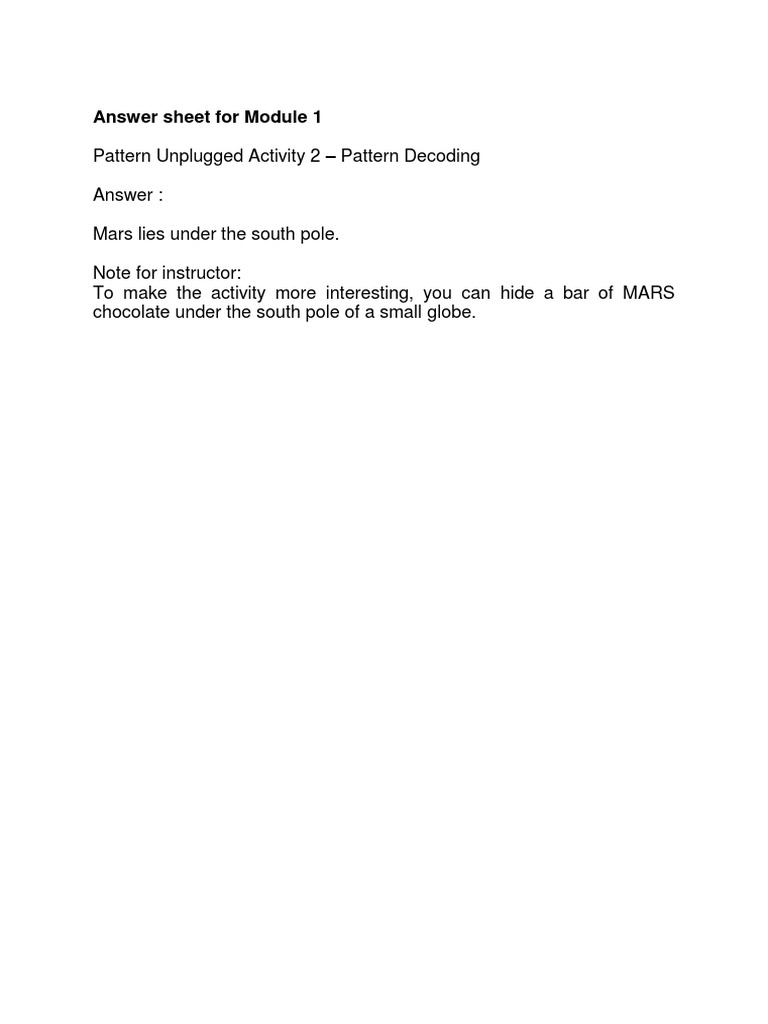 Module 1: Pattern Decoding Answers | PDF