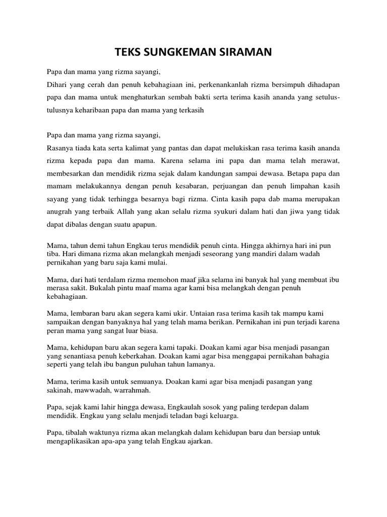 Teks Sungkeman Siraman