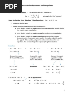 Must Do Solving Absolute Value Equations and Inequalities