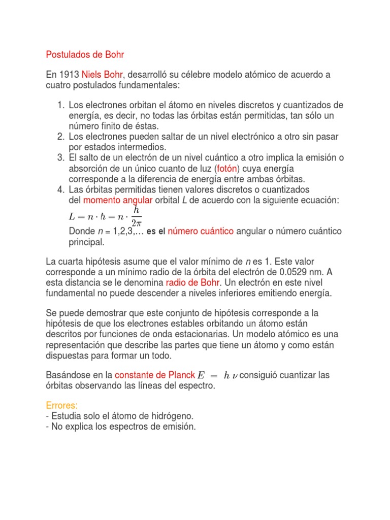 Postulados De Bohr