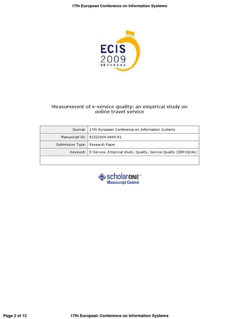 E-Service Quality in Online Travel Services | PDF | Usability | Trust ...