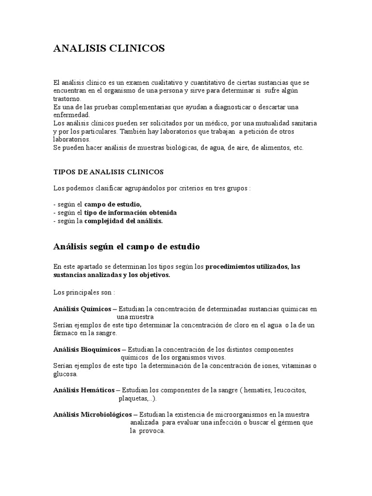 Analisi Clinicos | PDF | Farmacia | Laboratorios