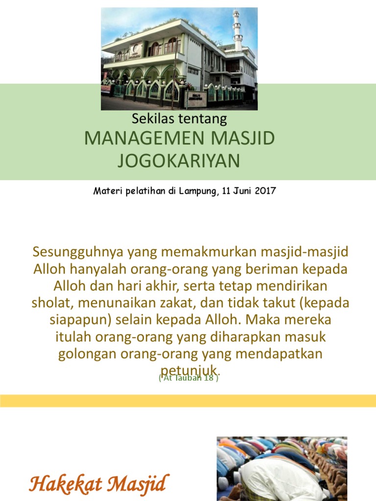 Managemen Masjid For Juni 2017