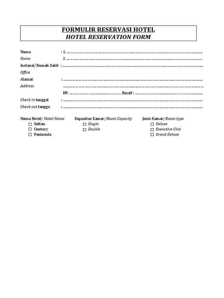 Hotel Reservation Form | PDF