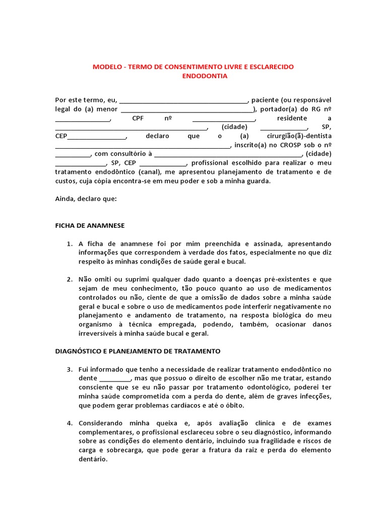 Termo Endo | PDF | Dente | Dentista