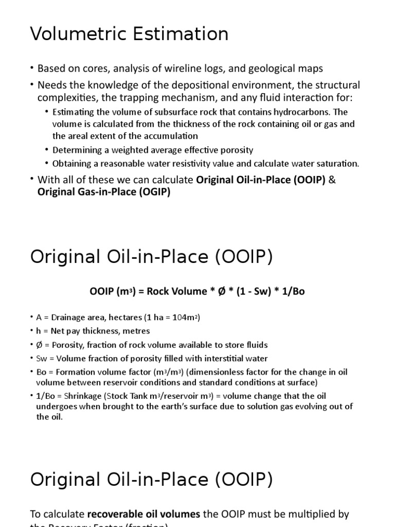 OOIP and OGIP Calculation Methods | PDF | Petroleum Reservoir | Petroleum