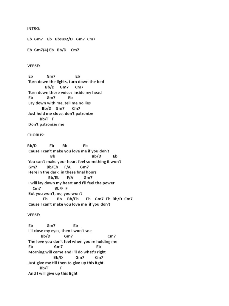 I Can't Make You Love Me Chords