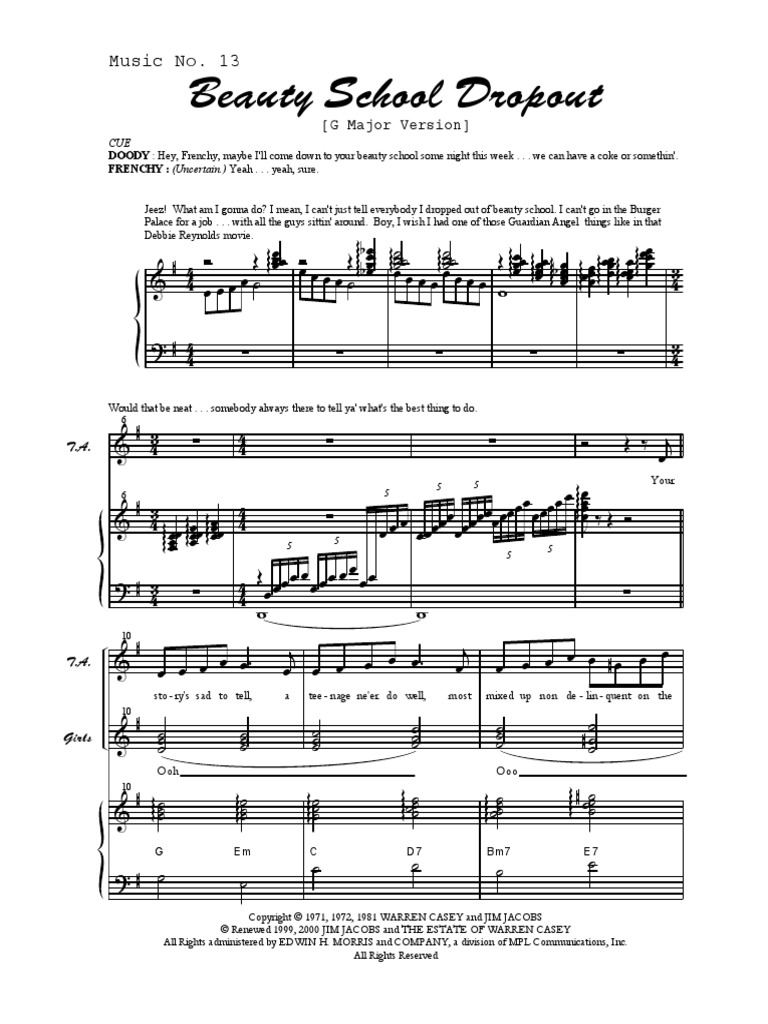 Grease Beauty School Dropout PDF Business