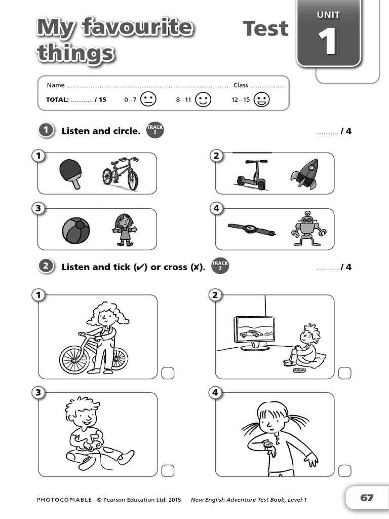 New English Adventure 2 Test Unit 1