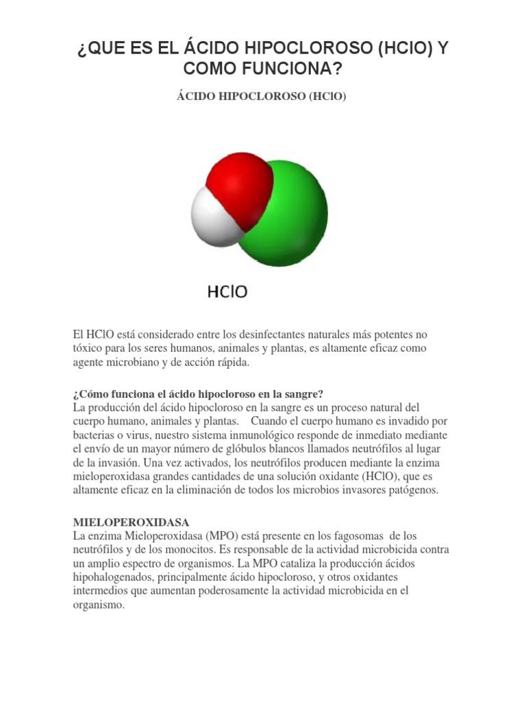 Que Es El Ácido Hipocloroso Alimentos