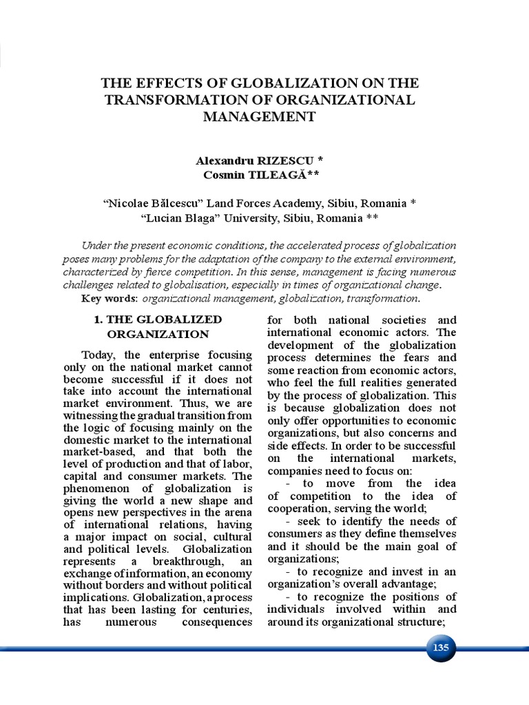 Globalization's Impact on Management | PDF | Globalization ...
