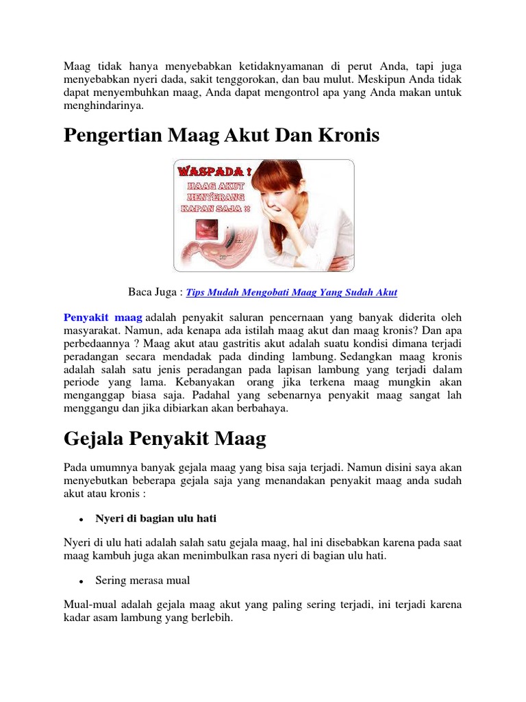 Cara Mudah Menyembuhkan Maag Akut Dan Kronis Yang Tepat