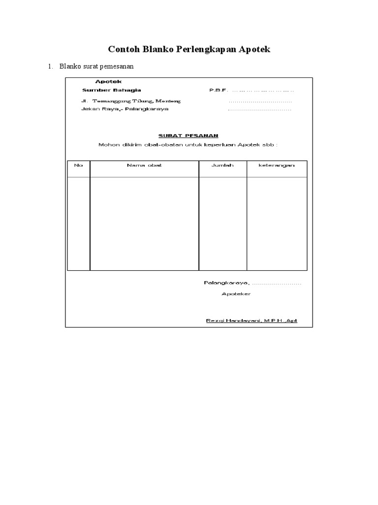 Blanko Surat Pemesanan | PDF