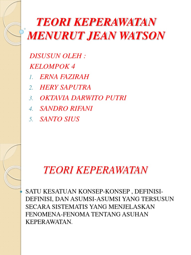 Ppt Teori Keperawatan Menurut Jean Watson