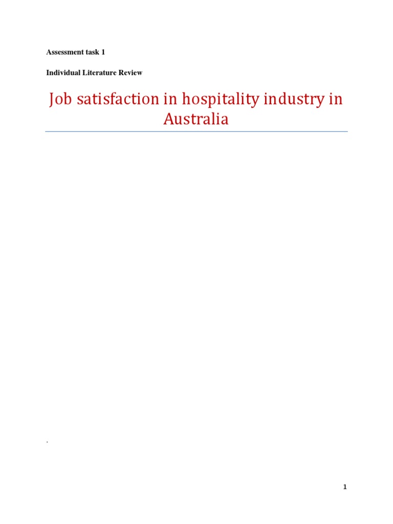 Job Satisfaction in Australian Hospitality | PDF | Job Satisfaction ...