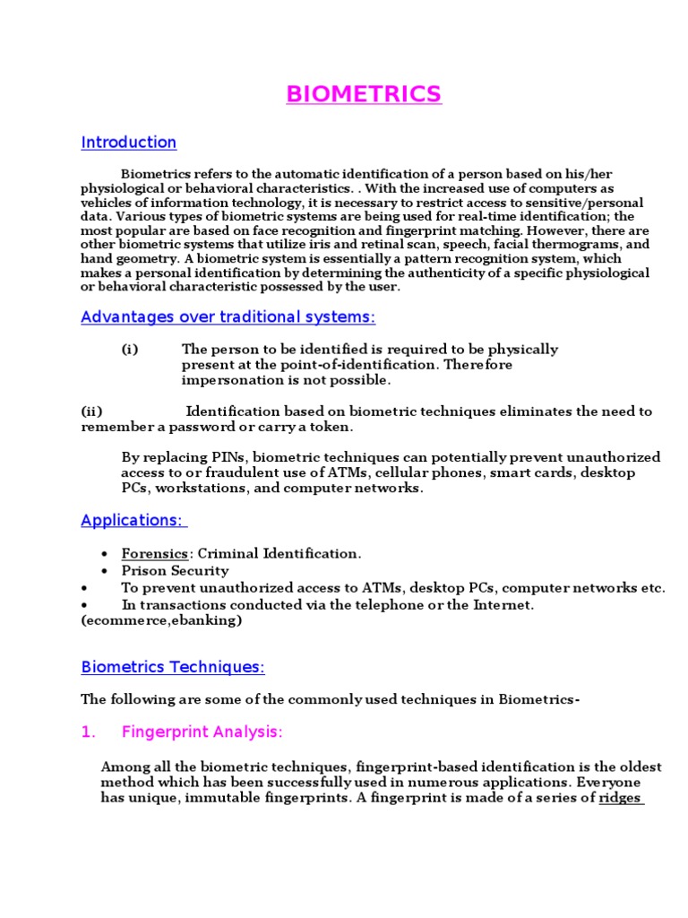 Understanding Biometrics: Techniques & Applications | PDF | Biometrics ...