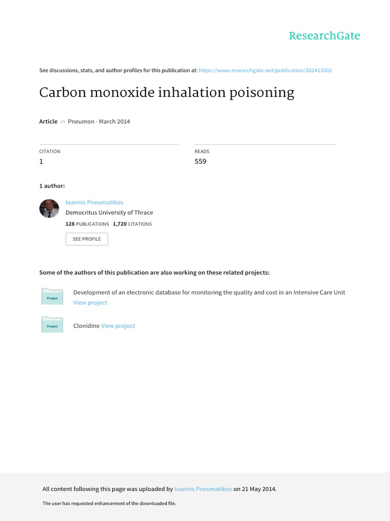 Carbon Monoxide Poisoning Overview | PDF | Hemoglobin | Hypoxia (Medical)
