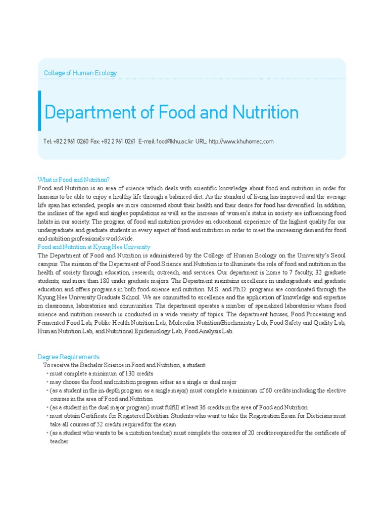Preparing Nutrition and Food Science Leaders: An Overview of the ...
