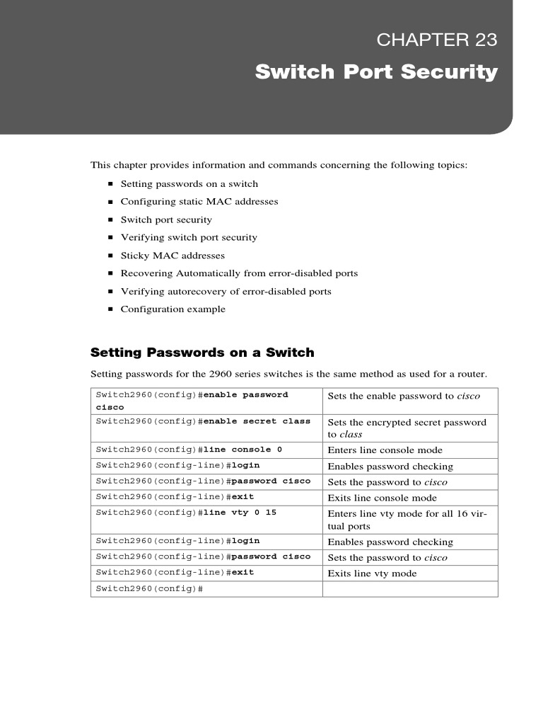 Switch Security Configuration | PDF | I Pv6 | Transmission Control Protocol