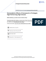 Nonacademic Effects of Homework in Privileged High Performing High Schools