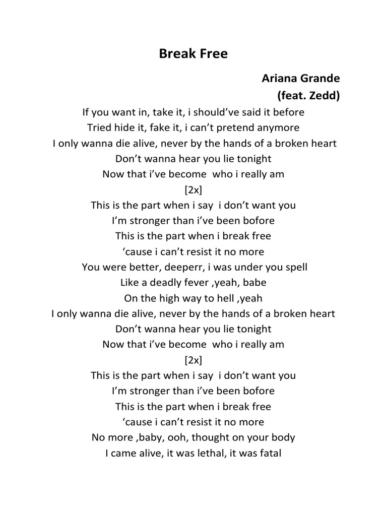 Ariana Grande Break Free Tekst