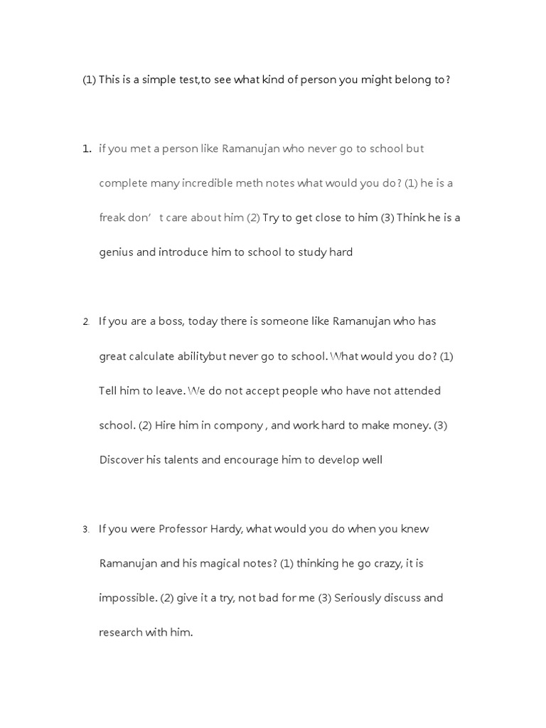 This Is A Simple Test, To See What Kind of Person You Might Belong To ...