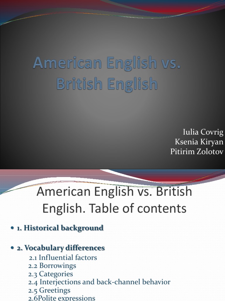 American vs. British English Differences | PDF | English Language ...