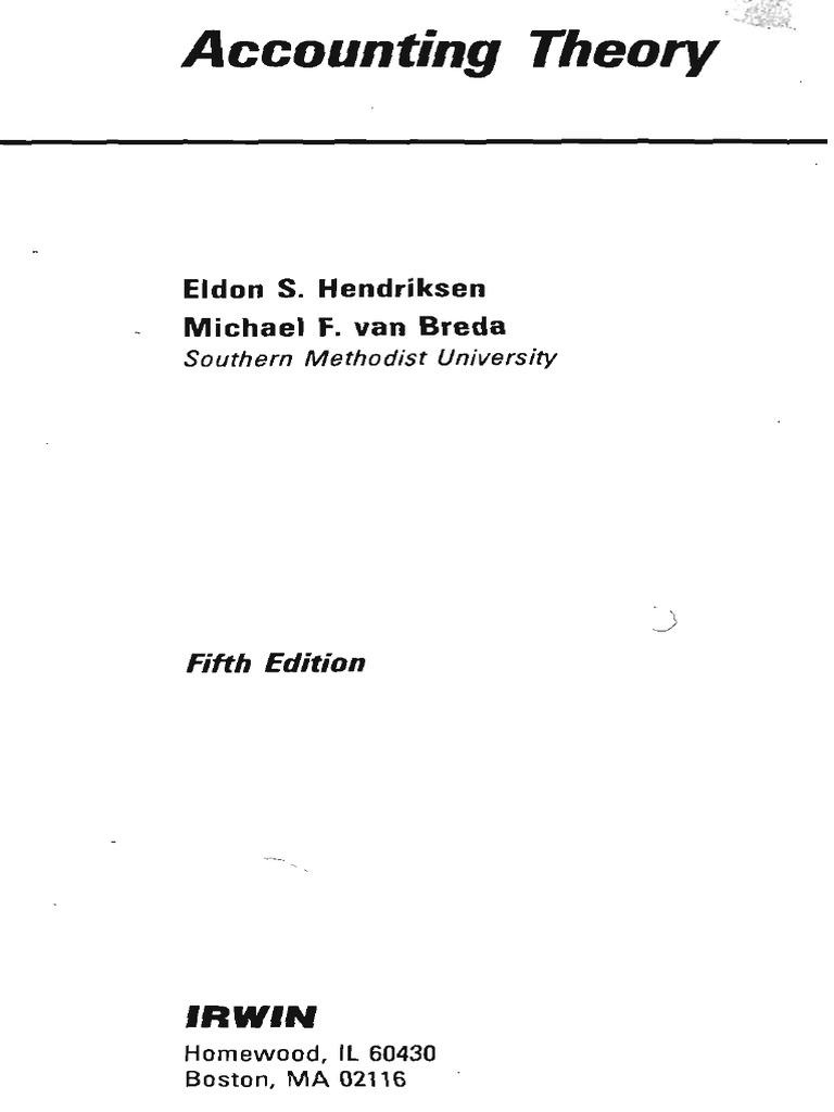 Accounting Theory 5th e Hendriksen PDF | PDF