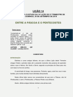 Lição 14 – Entre a Páscoa e o Pentecostes