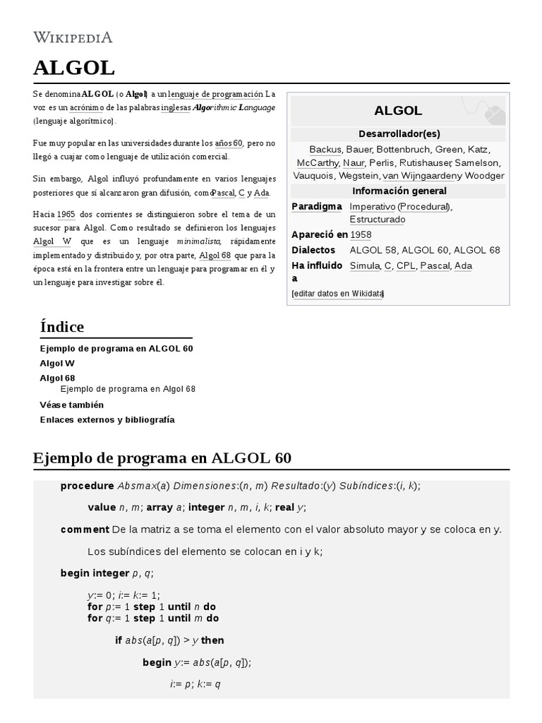 Algol | PDF | Desarrollo de software | Informática