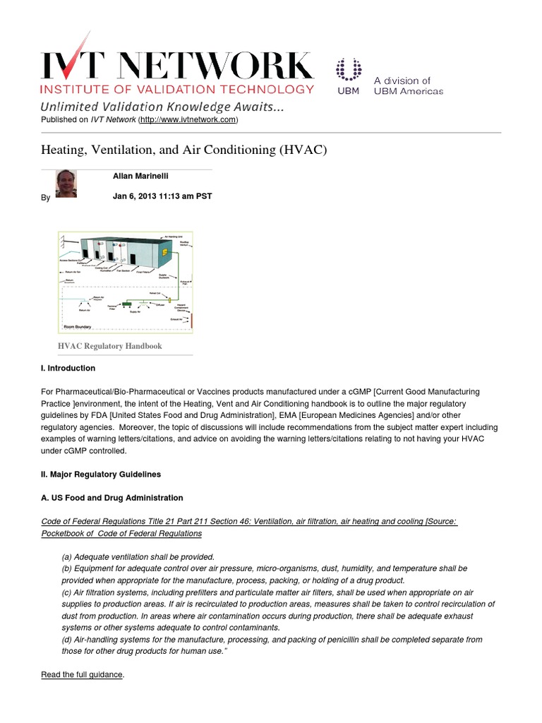 HVAC Regulatory Guidelines for Pharmaceutical Manufacturing Facilities ...