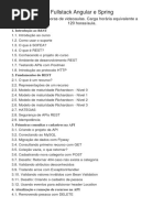 Ementa Full Stack Angular e Spring