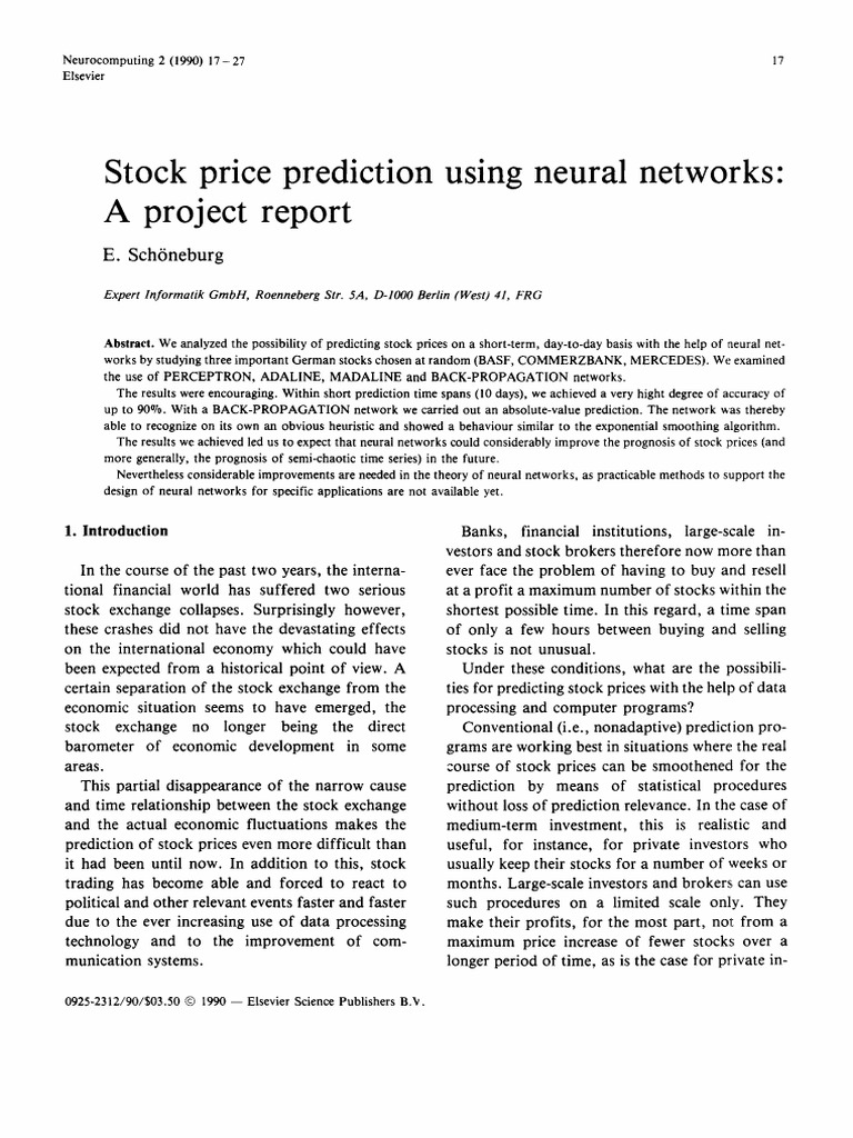 Stock Price Prediction Using Neural Networks_ a Project Report