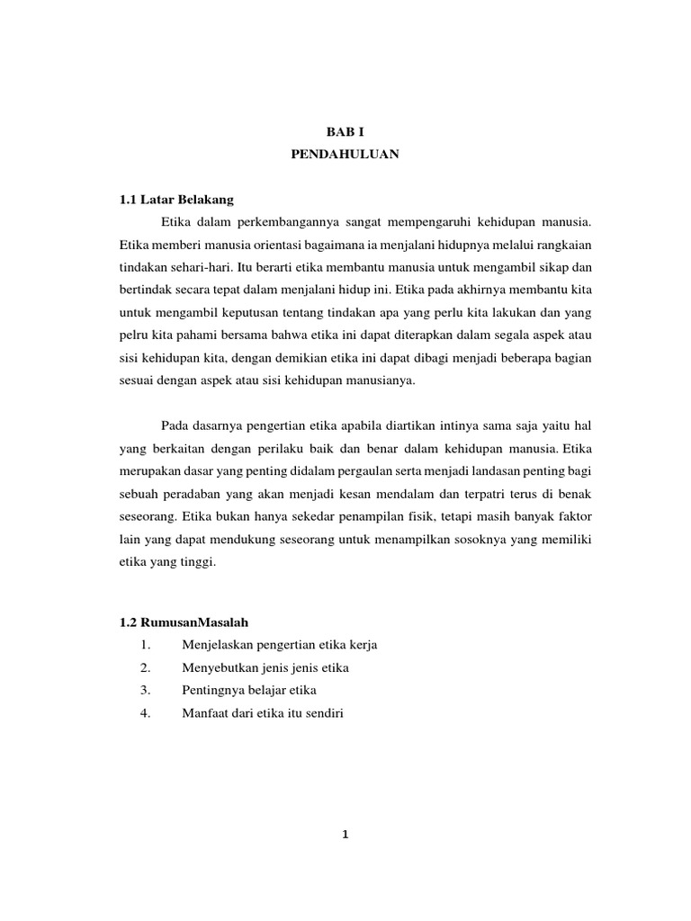Makalah Etika Kerja