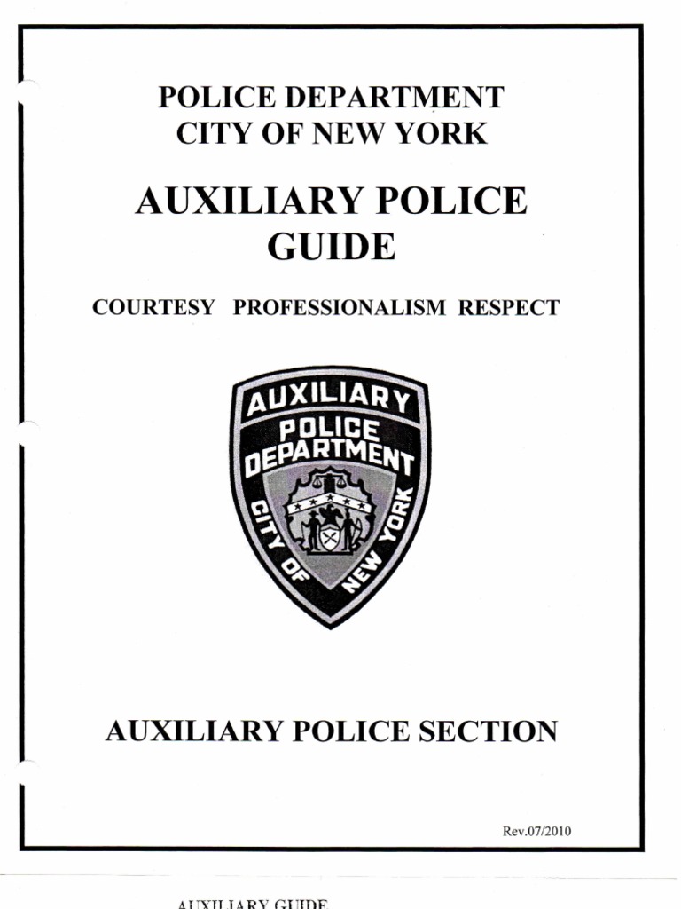 NYPD Auxiliary Patrol Guide PDF Police Officer New York City