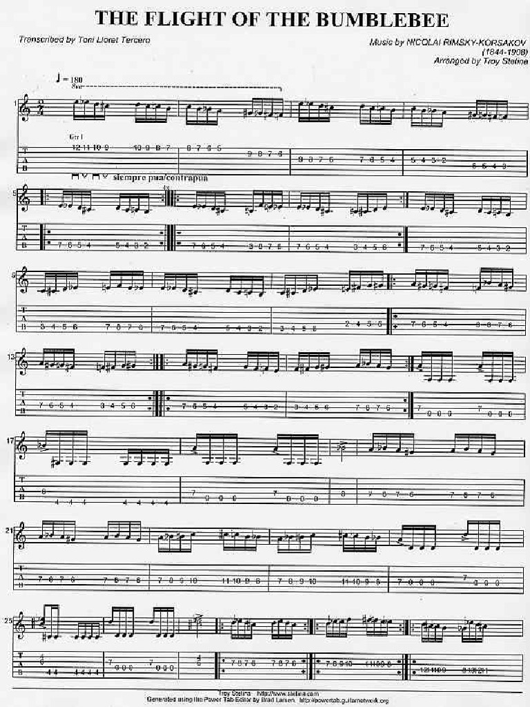 El Vuelo Del Moscardon para Guitarra Nicolay RimskyKorsakov Arr Troy Statina PDF