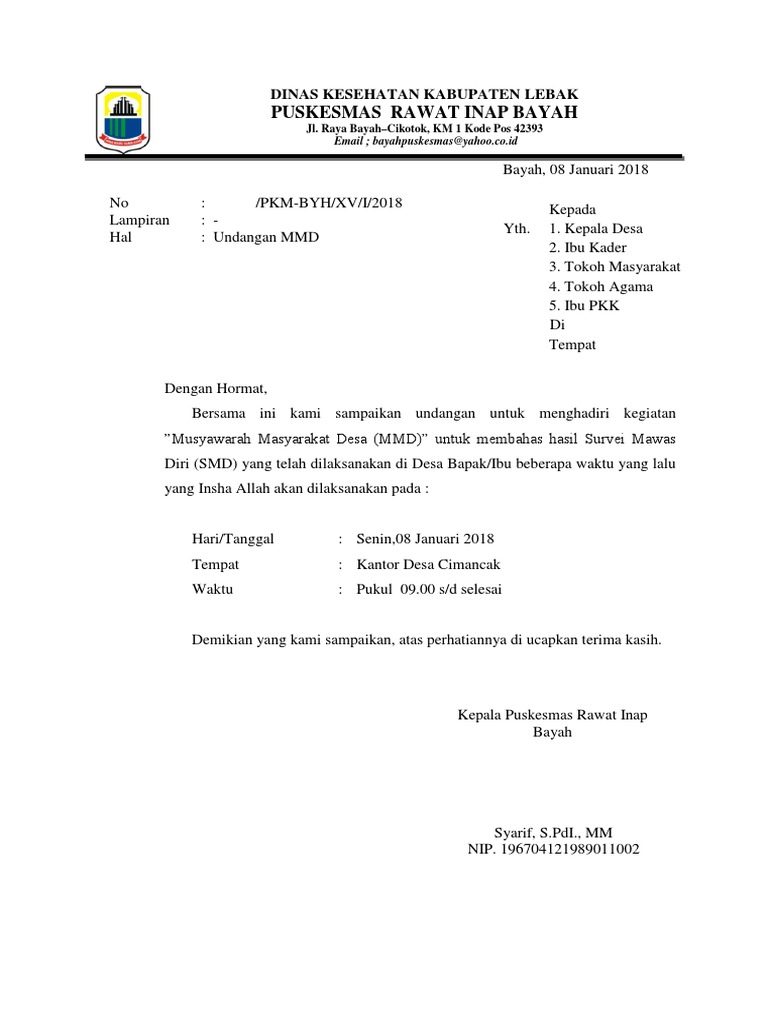 Surat Undangan Mmd Pkm